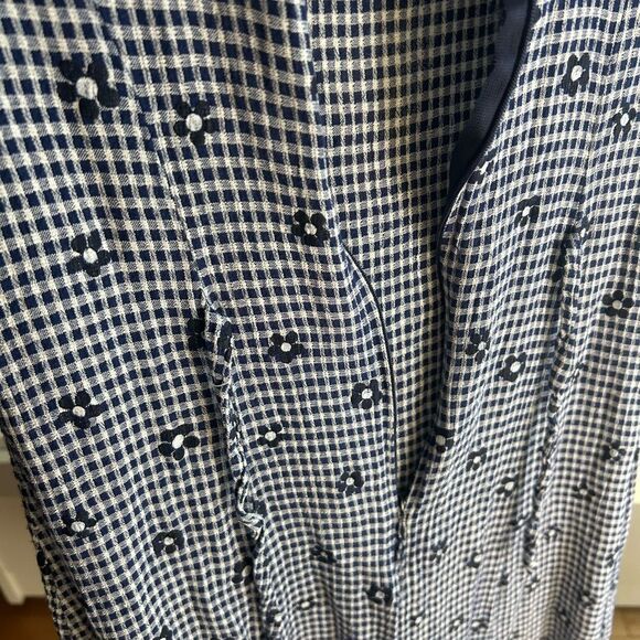 Vintage Studio London Blue and White Boho Floral Checkered Maxi Dress M - Picture 12 of 16
